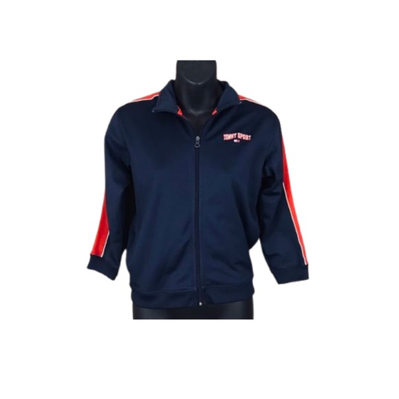 Tommy Sport Kids Track Jacket Full Zip Blue Red Athletic Size 7 - Picture 1 of 2